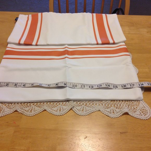 Decorative Accent Pillow Covers - cream and dark orange striped - Picture 7 of 7